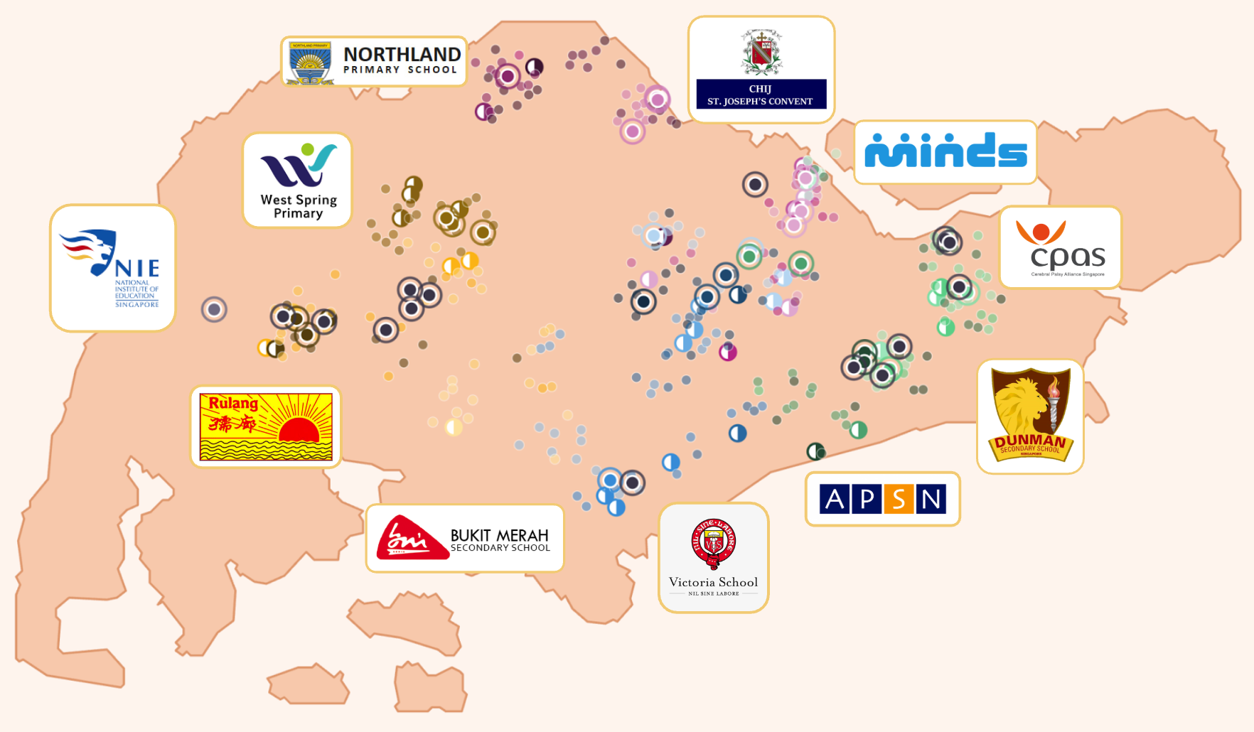 Map of Singapore schools using HoloTracker